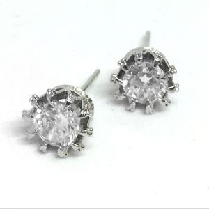 Silver Crown Earrings with Swarovski Elements